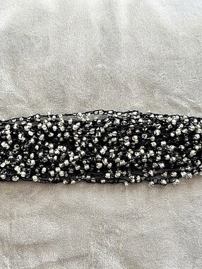 Beaded Statement Bracelet in Black & Silver